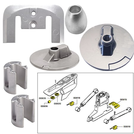 Tecnoseal Tecnoseal Anode Kit w/Hardware - Mercury Bravo 3 2004-Present - Alumin 20805AL